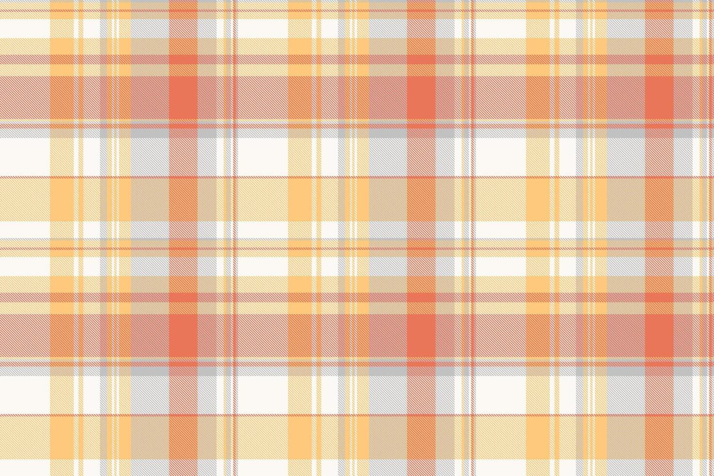 Pajamas texture tartan , art textile seamless pattern. 1950s plaid check background fabric in white and amber colors. vector
