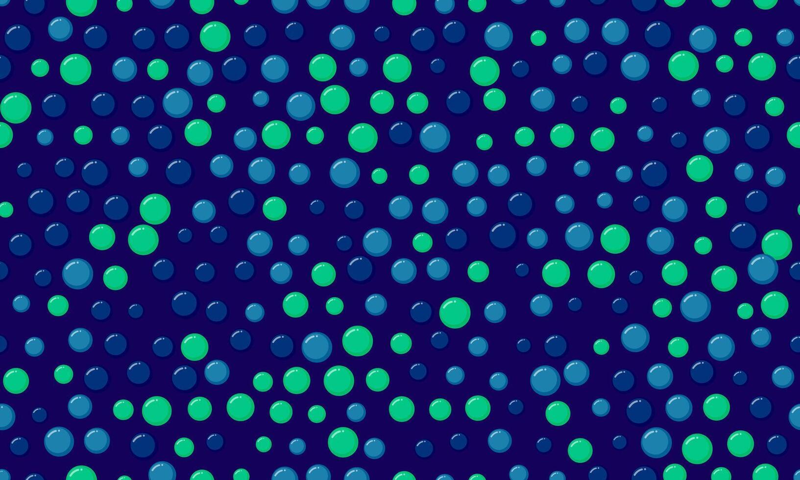 Abstract seamless pattern of teal and blue circles on a dark navy background. Perfect for website backgrounds, textile prints, playful branding, and vibrant presentations. vector