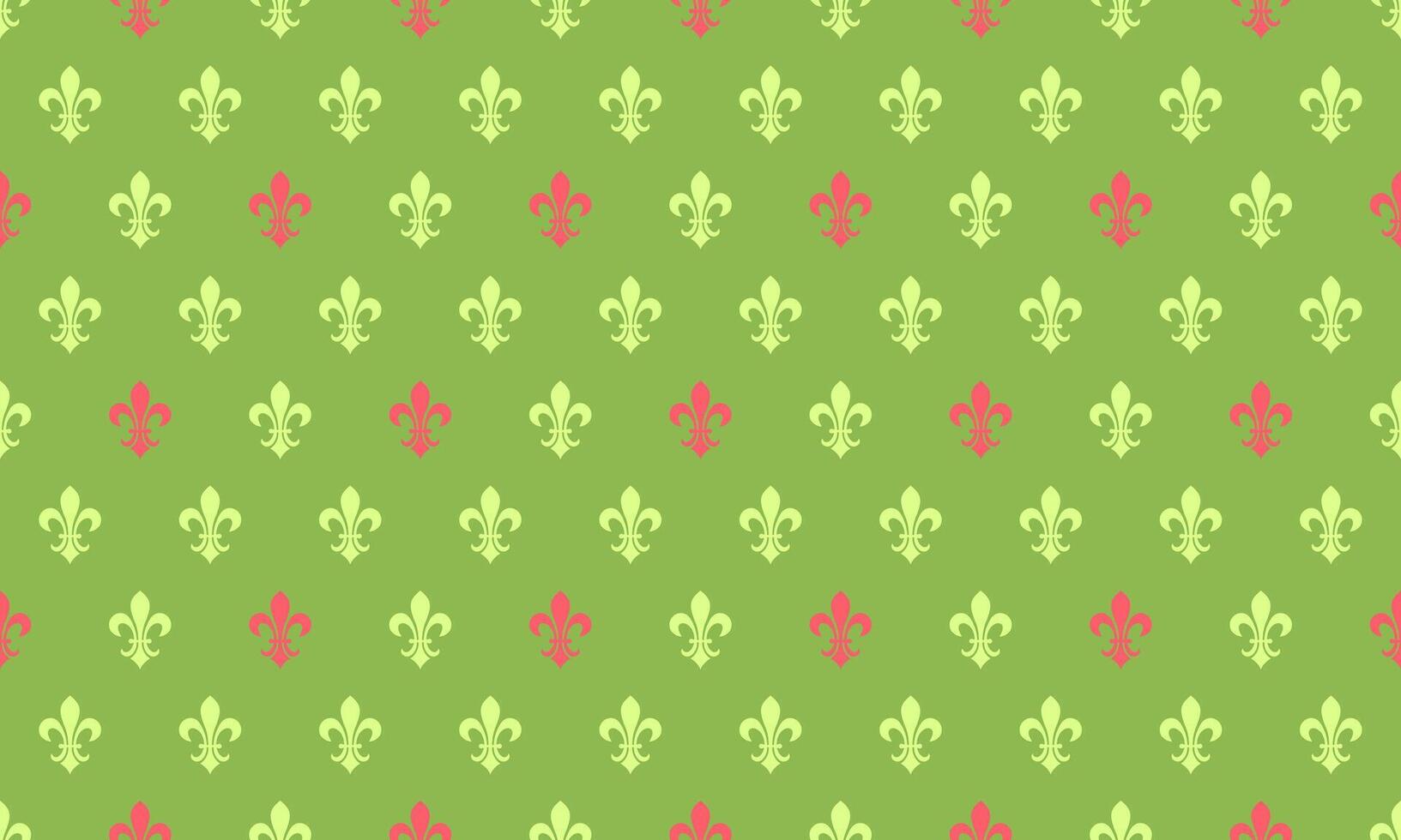 A green and pink fleur de lis pattern vector