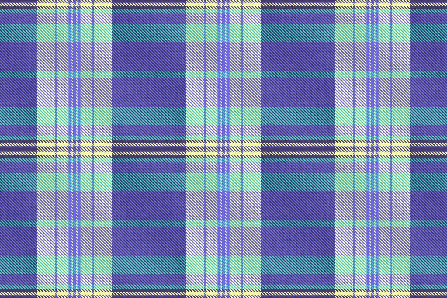 Vibrant pastel plaid pattern in purple, teal, and light yellow. Perfect for textile design, website backgrounds, or fashion projects. vector