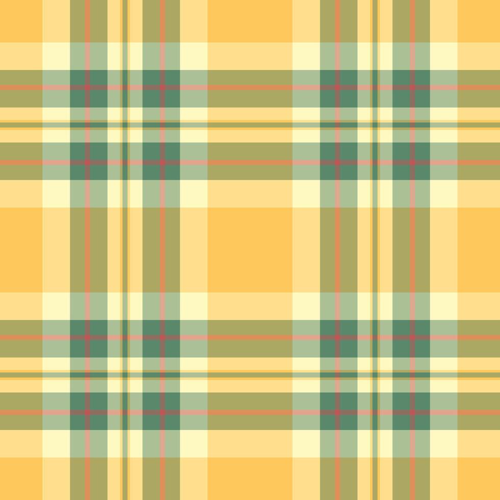 1970s pattern fabric, glamor tartan background check. New year seamless texture textile plaid in amber and yellow colors. vector