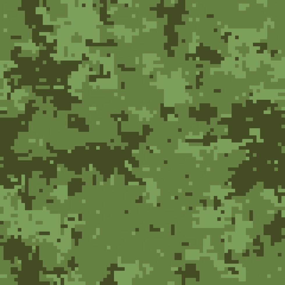 Abstract digital camouflage pattern. Versatile green pixelated texture ideal for backgrounds, website design, military themes, fashion, and gaming projects. vector