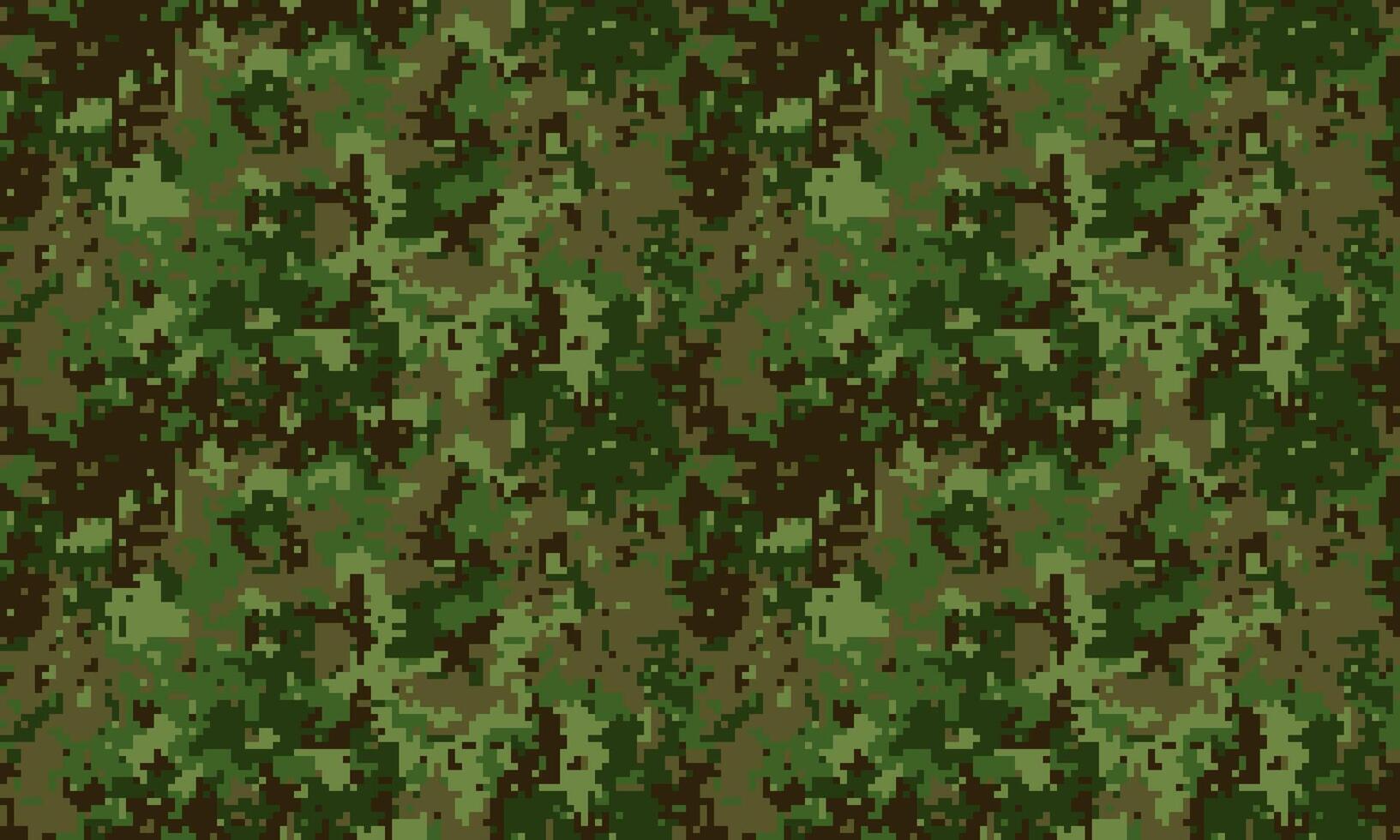 Digital camouflage pattern. Seamless texture in green, brown, and dark tones. Perfect for military, hunting, or gaming backgrounds, apparel designs, and website assets. vector