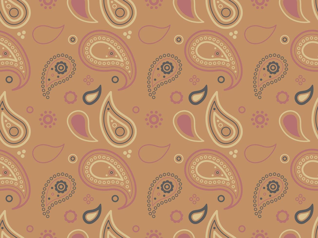 Paisley spa with curled medallion. Curve card designer style. Canvas floral and simple colours. vector
