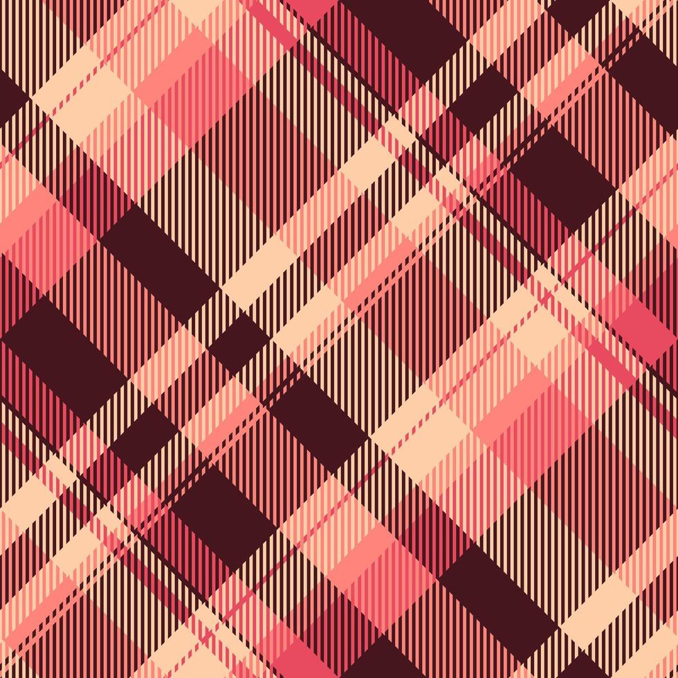 Dynamic pink and beige plaid pattern. Modern geometric textile design perfect for fashion, home decor, or website backgrounds. Seamless repeat texture offers versatile design applications. vector