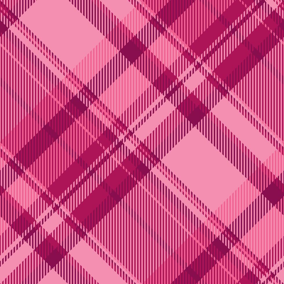 Rustic seamless fabric check, warp plaid background texture. Glen tartan pattern textile in pink color. vector
