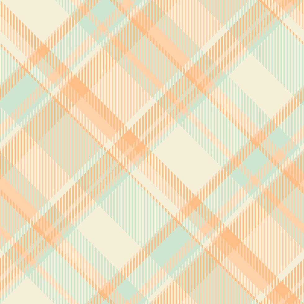 Lumberjack texture textile background, kilt check plaid pattern. Diagonal seamless fabric tartan in orange and beige colors. vector