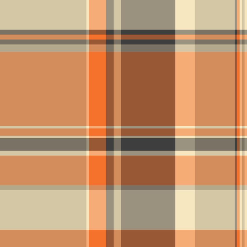 Skill seamless background fabric, scrapbook textile pattern. Design tartan check plaid texture in orange and pastel colors. vector