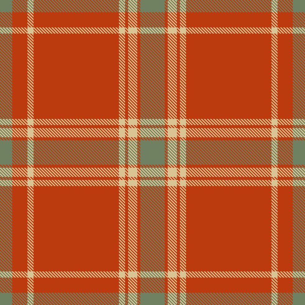 Elegant autumnal plaid pattern in warm red, muted green, and cream. Perfect for fallthemed designs, textile prints, or website backgrounds. vector