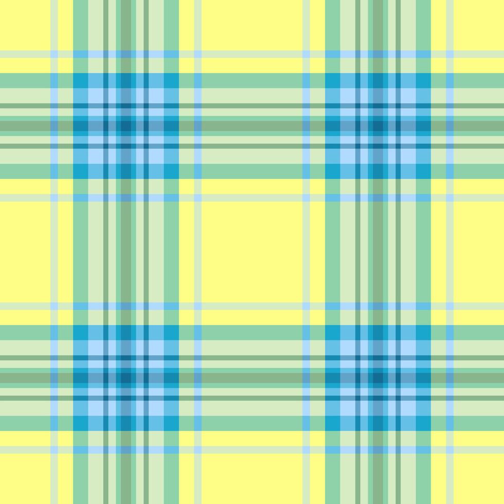 Amazing seamless plaid textile, long check background. Performance texture tartan fabric pattern in cyan and light colors. vector