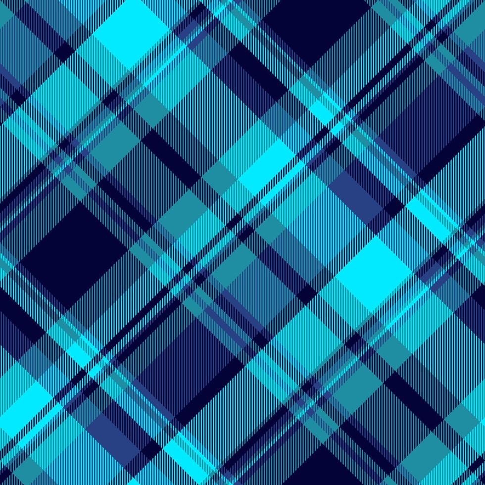 Pixel seamless texture, napkin pattern tartan fabric. 50s plaid check background textile in dark and cyan colors. vector