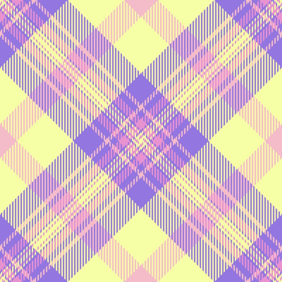 Pastel plaid pattern. Soft, romantic design featuring intersecting lines of pale yellow, lavender, and pink. Ideal for textile design, websites, or crafting projects. vector