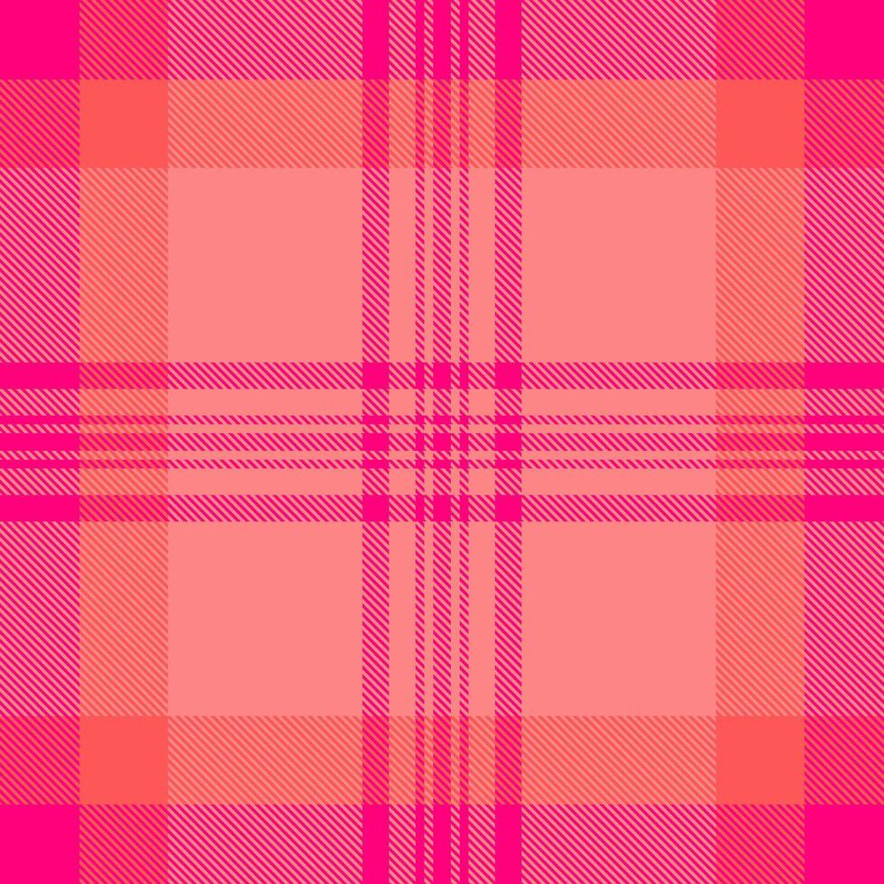 Mother fabric texture, regular background pattern tartan. Woven seamless check textile plaid in red and bright pink colors. vector