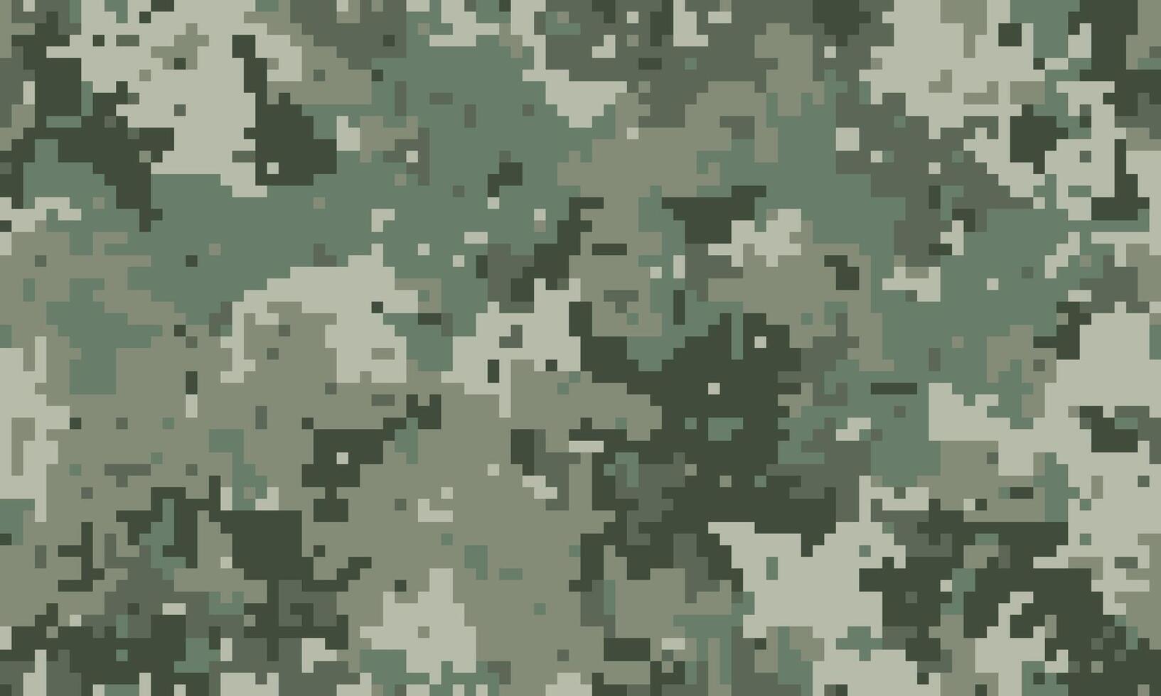 Abstract digital camouflage pattern. Versatile pixelated design in muted greens and greys ideal for backgrounds, textiles, or militarythemed projects. vector