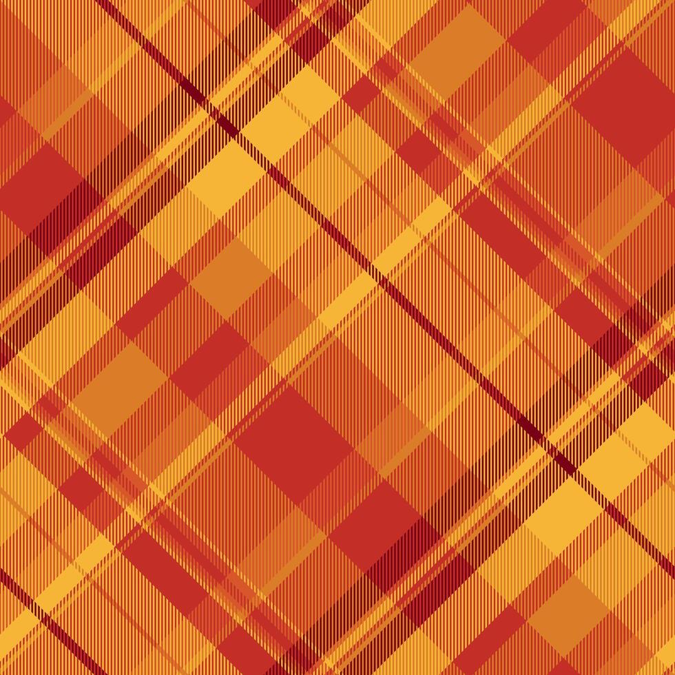 December fabric pattern textile, length plaid check seamless. Flannel tartan texture background in red and orange colors. vector