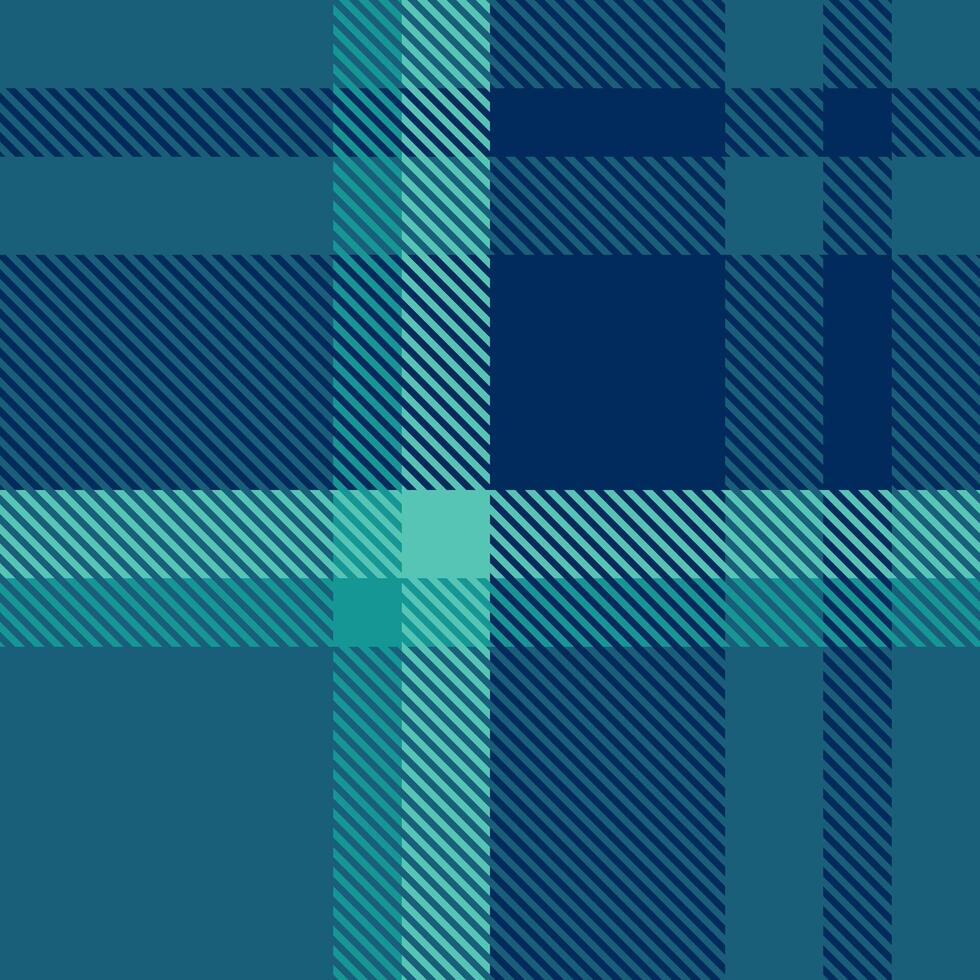 Rag seamless plaid tartan, irish background texture fabric. Romantic check pattern textile in cyan and blue colors. vector