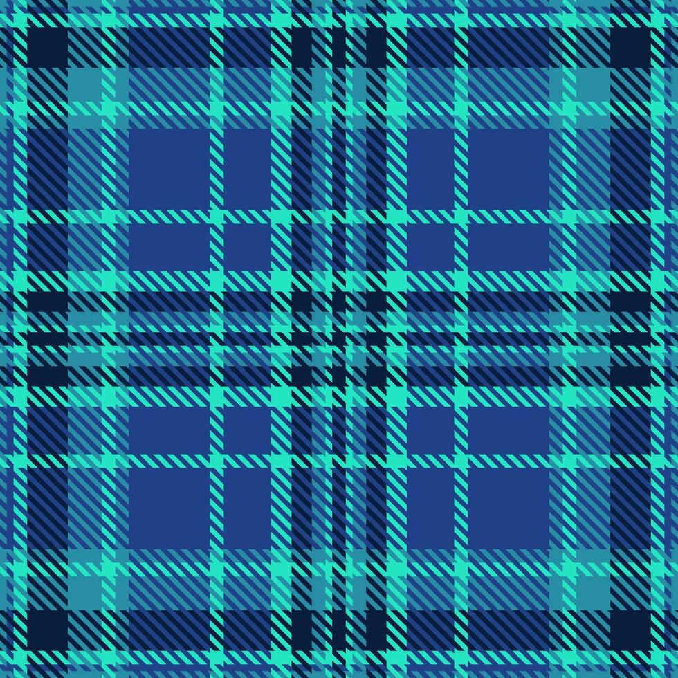 Intense tartan textile plaid, old fabric check. Sky seamless texture pattern background in blue and teal colors. vector