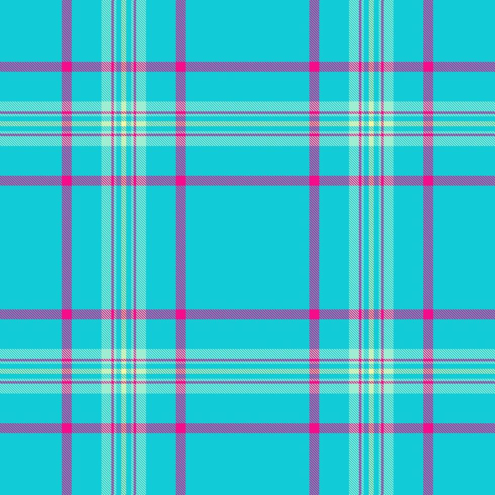 Robe check fabric texture, clan tartan textile. Living room seamless plaid pattern background in cyan and mint colors. vector