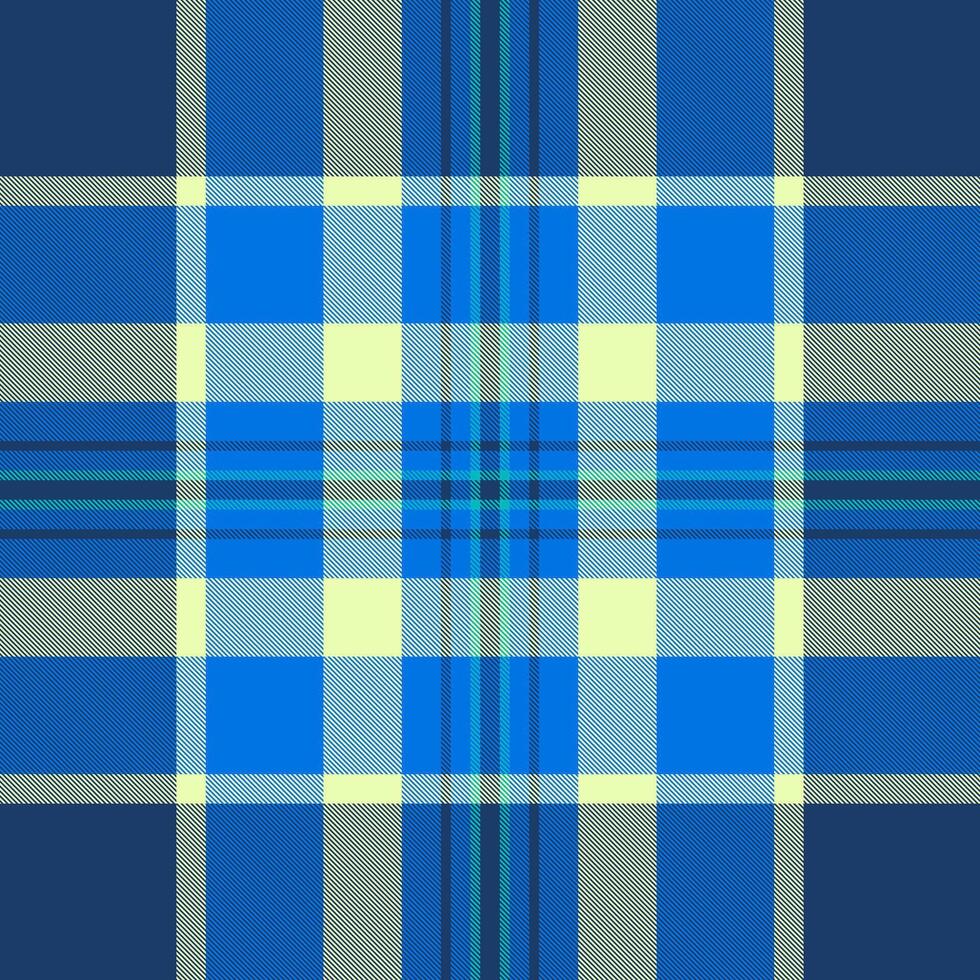 A blue and yellow plaid fabric pattern vector
