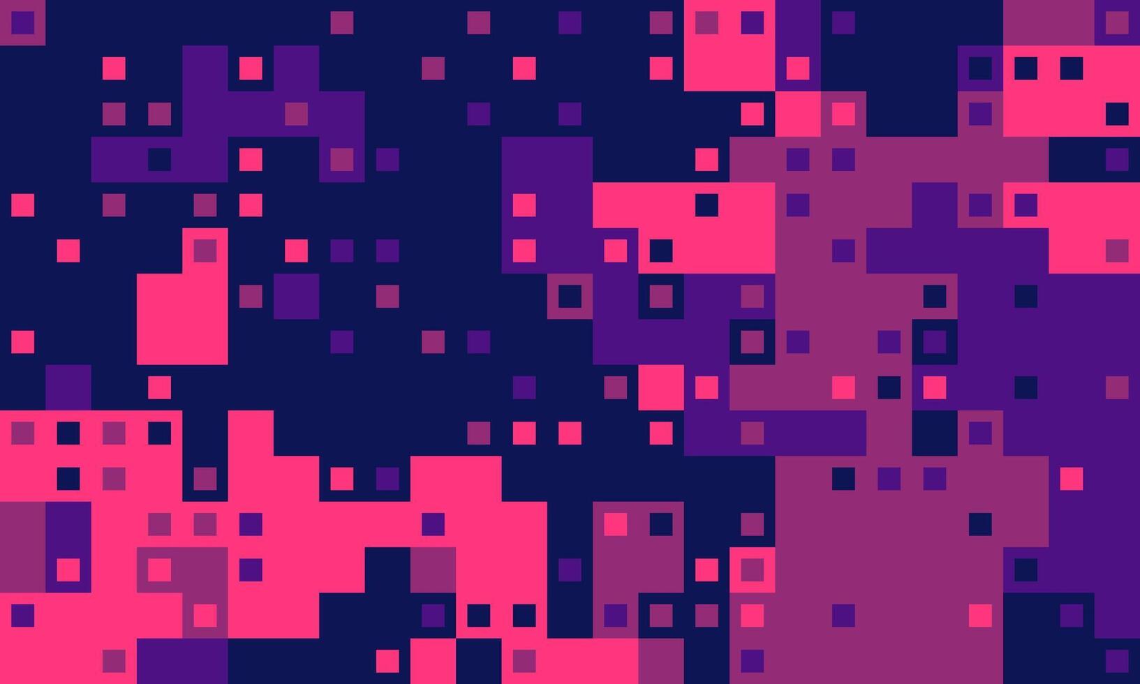 Abstract pixel art background. Vibrant pink and purple squares create a dynamic, digital camouflage effect. Perfect for tech, gaming, or futuristic designs. vector