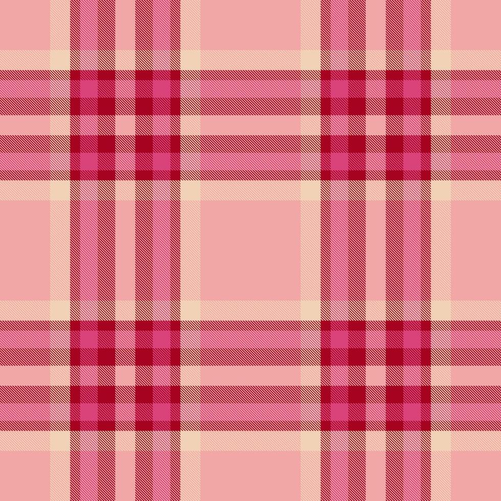 Fire check fabric plaid, robe tartan background . Discount seamless pattern texture textile in red and light colors. vector