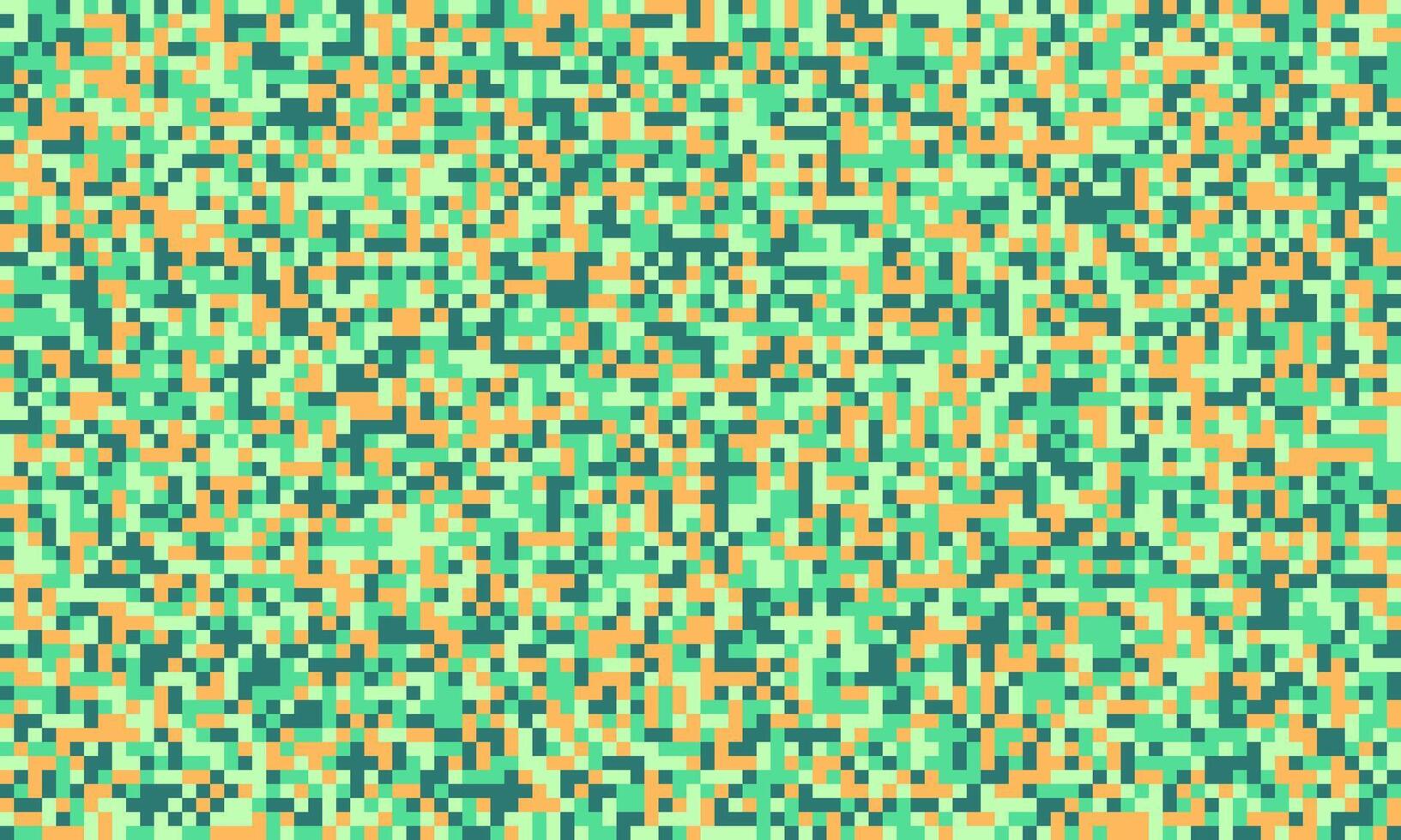 Abstract pixel art background. Seamless pattern of pastel green, teal orange squares. Ideal for website banners, digital art, textile design, and more. Modern, vibrant, and versatile. vector
