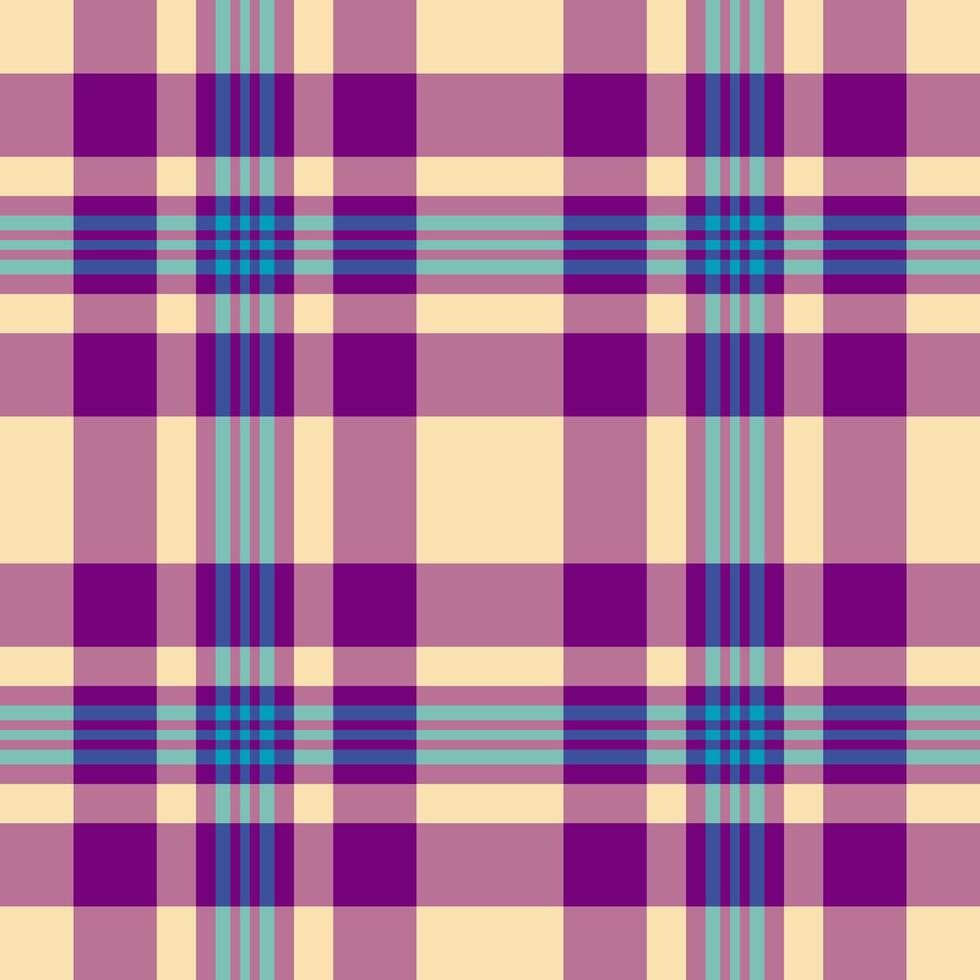Hippie textile fabric , festive background tartan seamless. Mixed pattern texture plaid check in pink and purple colors. vector