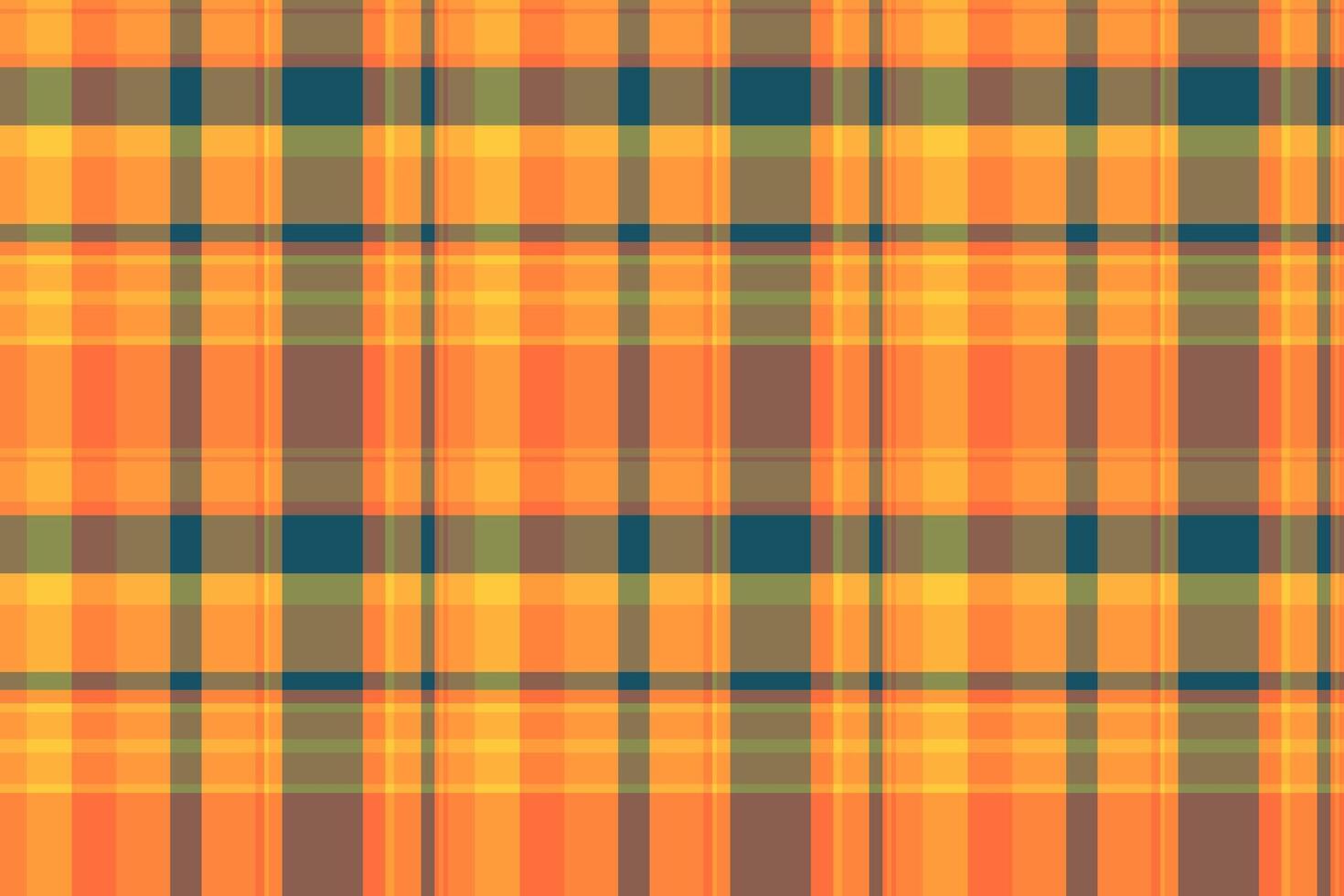 Hippy seamless check texture, continuity textile background . Christmas card tartan fabric pattern plaid in orange and amber colors. vector