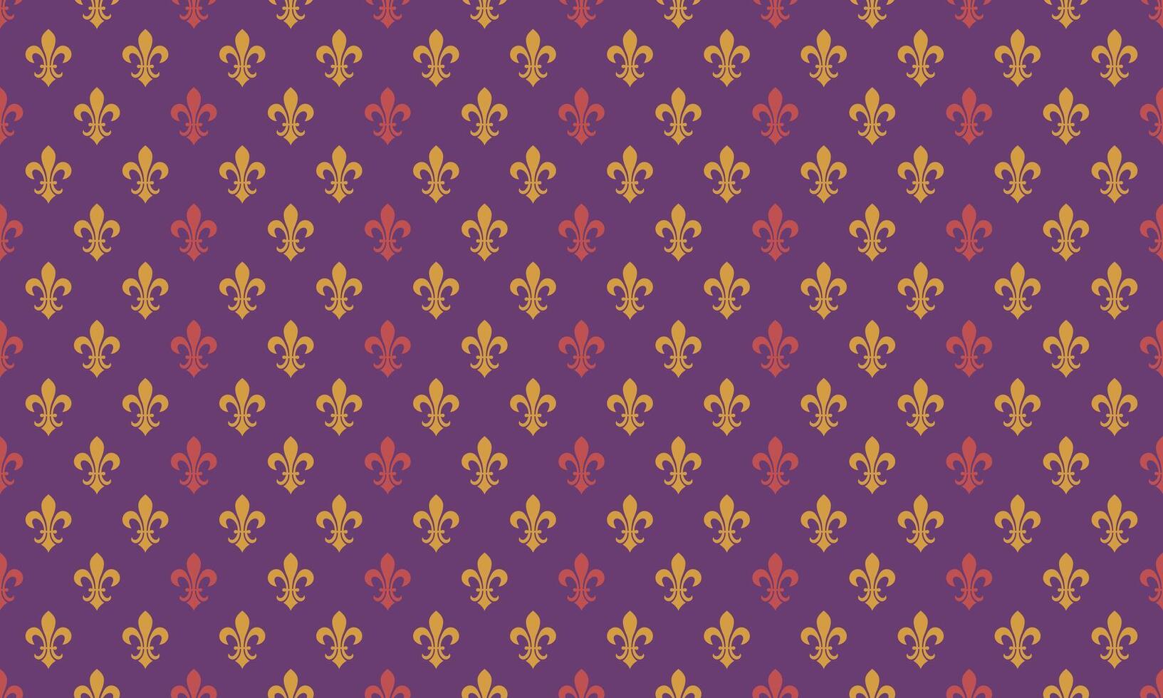 A purple and gold fleur de lis pattern vector