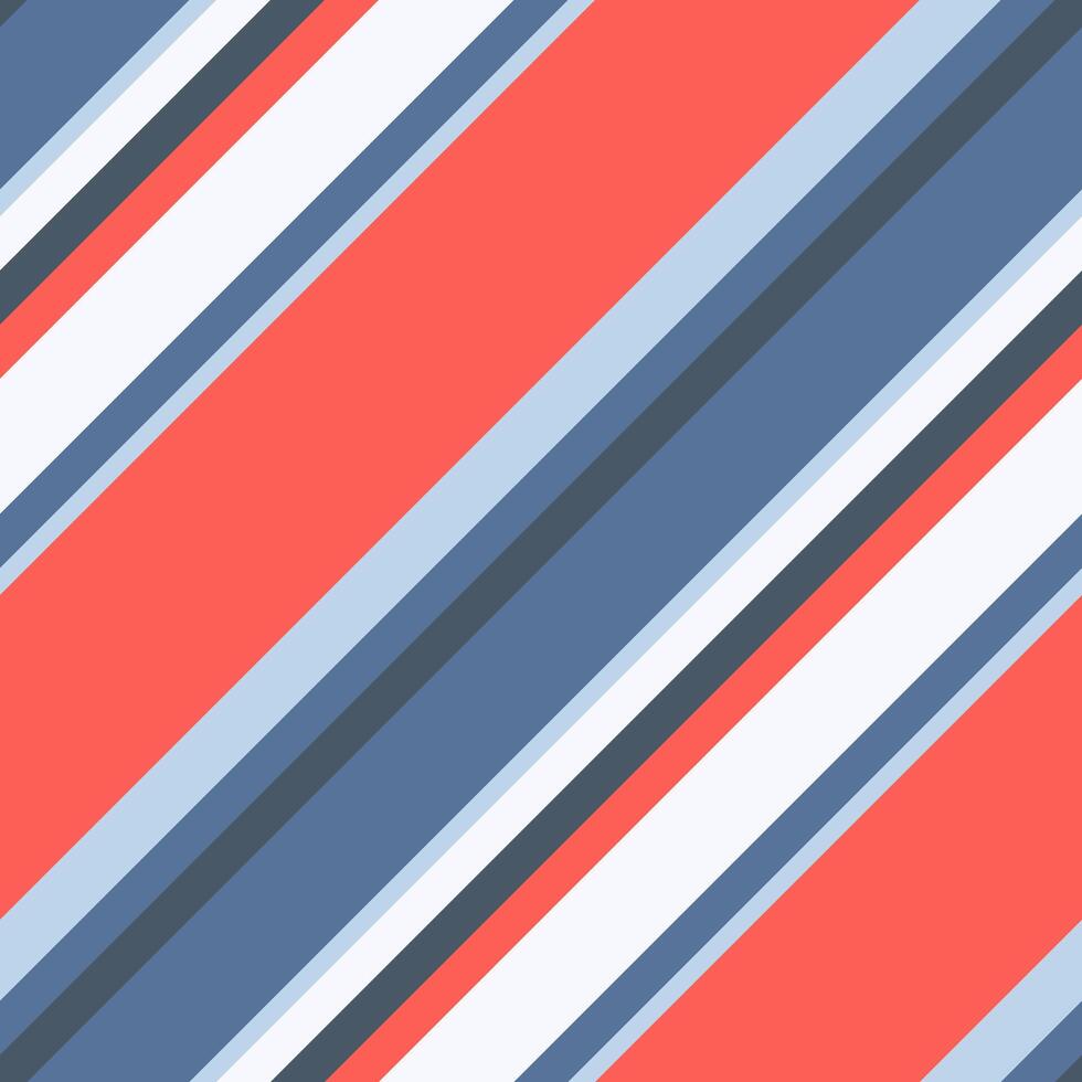 Dynamic diagonal stripes in coral, blue, and white create a vibrant, modern pattern. Perfect for backgrounds, textiles, or web design, this image conveys energy and style. vector