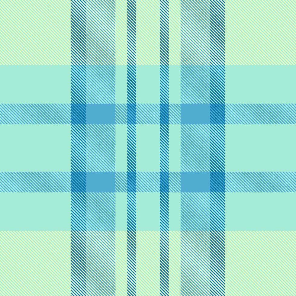 Picnic blanket pattern tartan textile, teen fabric seamless check. 50s background plaid texture in teal and cyan colors. vector