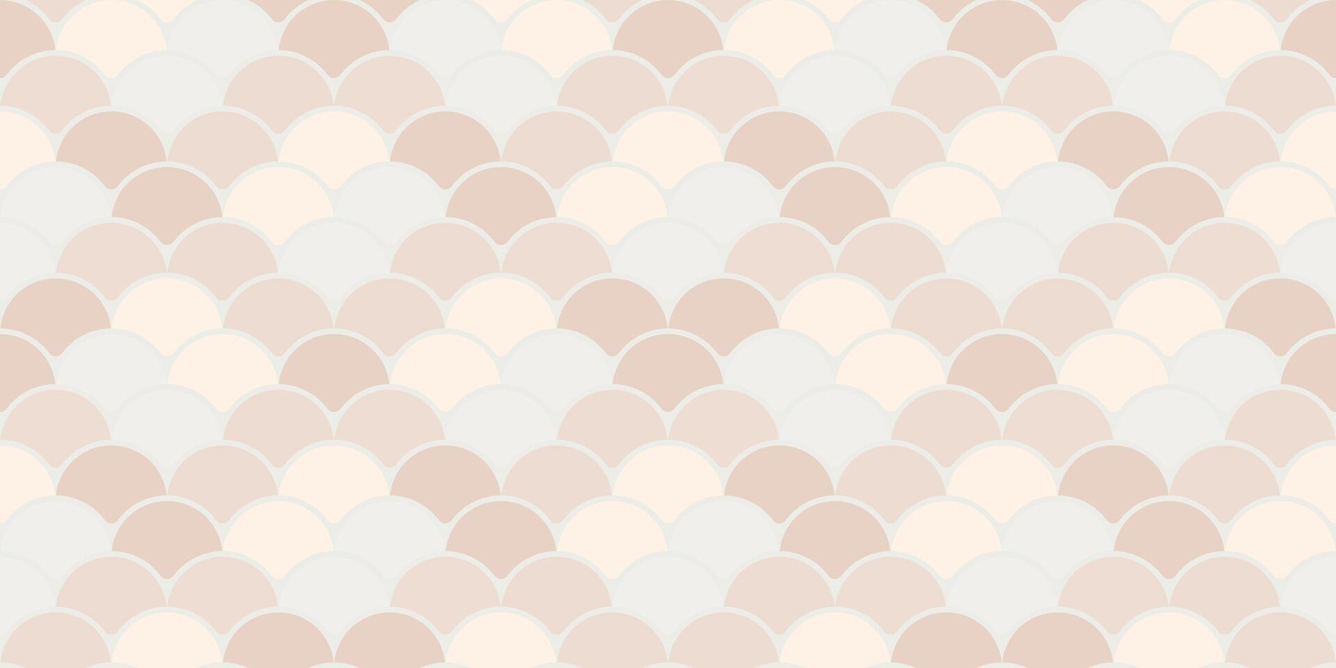 Elegant seamless pattern of pastel pink and white overlapping scales. Perfect for backgrounds, textures, or design elements. Evokes serenity, femininity, and subtle sophistication. vector