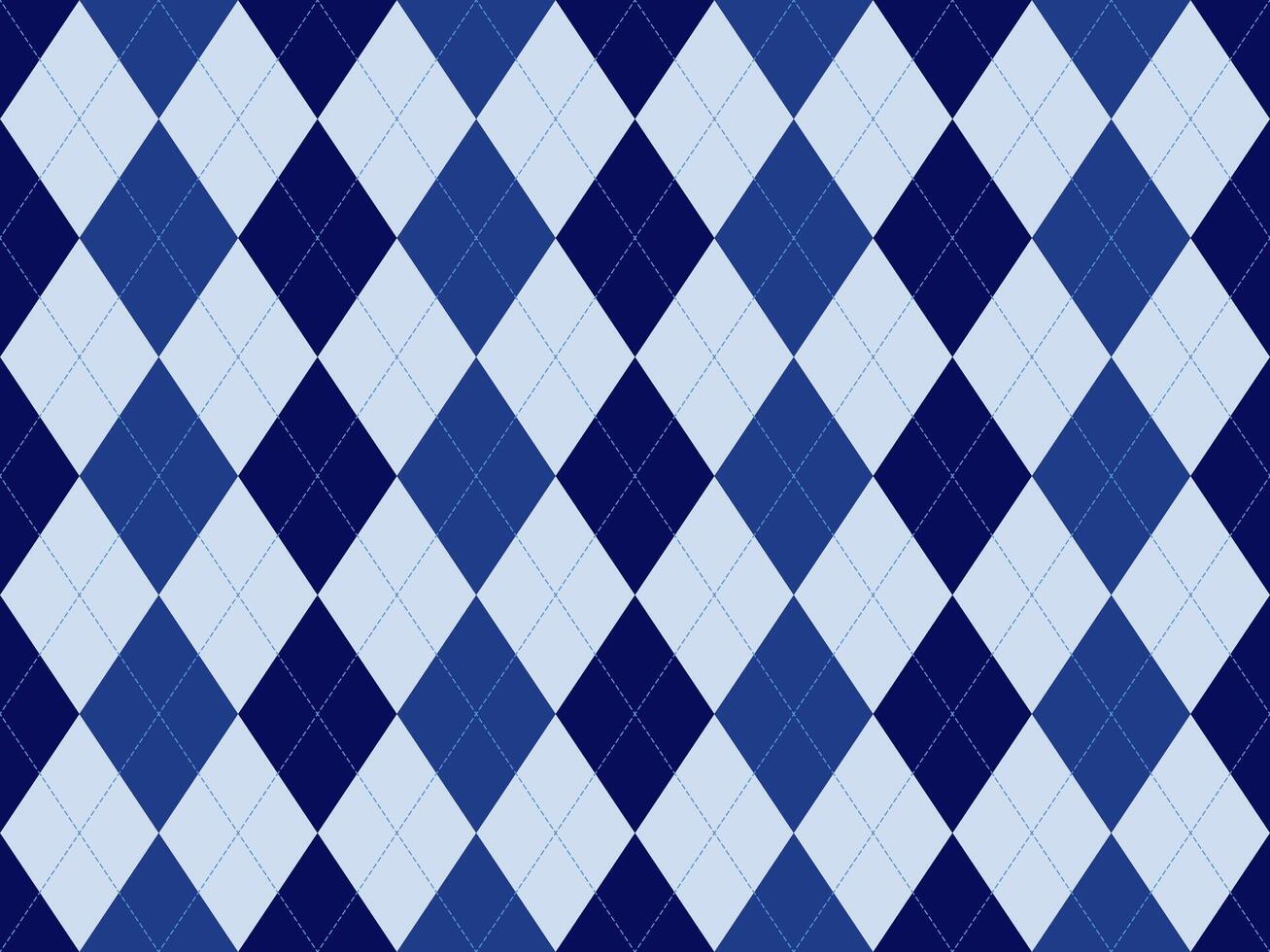 Elegant navy blue and light blue argyle diamond pattern. Perfect for backgrounds, textiles, or fashion designs. Classic, sophisticated, and versatile. Impress with this timeless geometric texture. vector