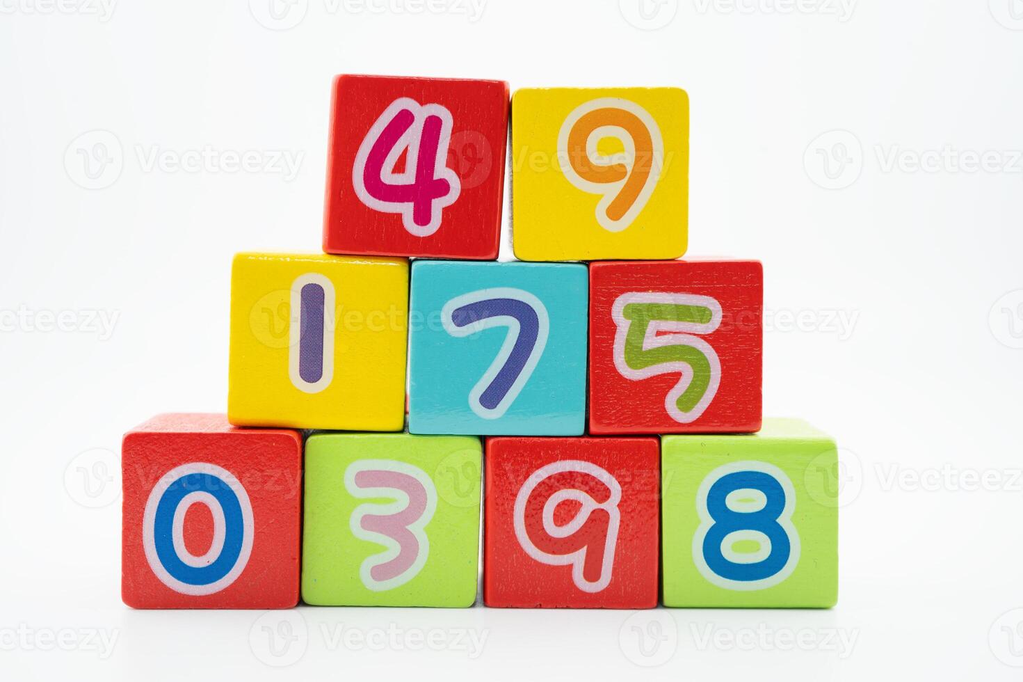 Number wood block cubes for learning Mathematic photo