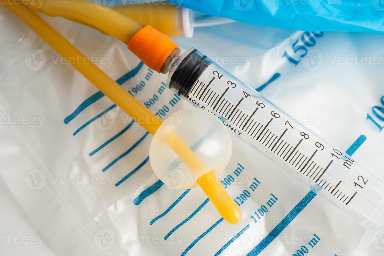 Foley catheter and urine bag photo