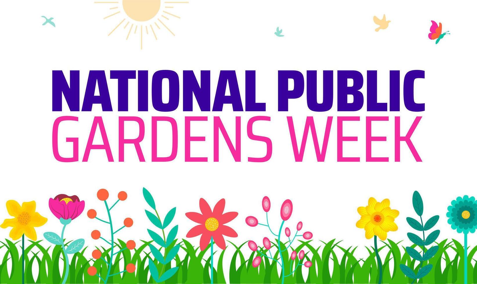 National Public Gardens Week background banner or poster design template. observed every year in May. Holiday concept. Use to any Template, card, poster, placard, template. vector