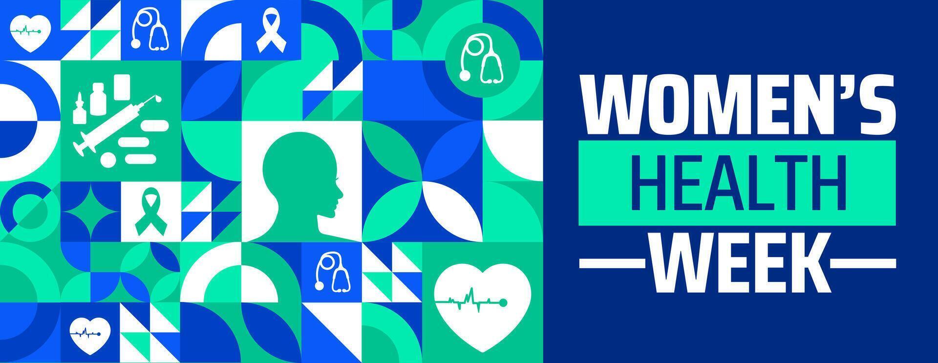 National Womens Health Week Geometric shape pattern background banner or poster design template. observed every year in May. Holiday concept. Use to any Template, card, poster, placard, template. vector