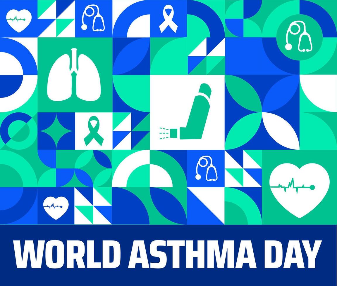 world asthma day Geometric shape pattern background banner or poster design template. vector
