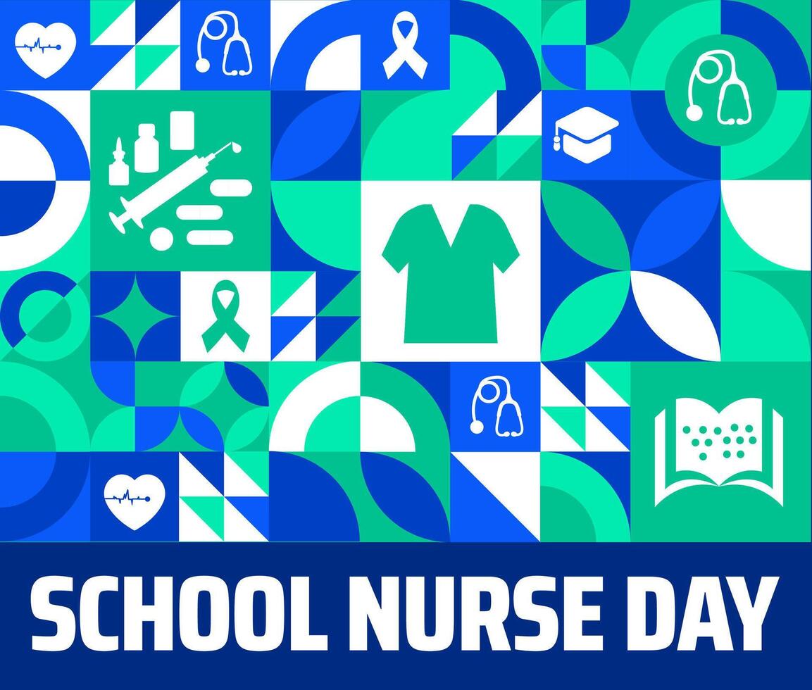 school nurse day Geometric shape pattern background banner or poster design template. observed every year in May. Holiday concept. Use to any Template, card, poster, placard, template. vector