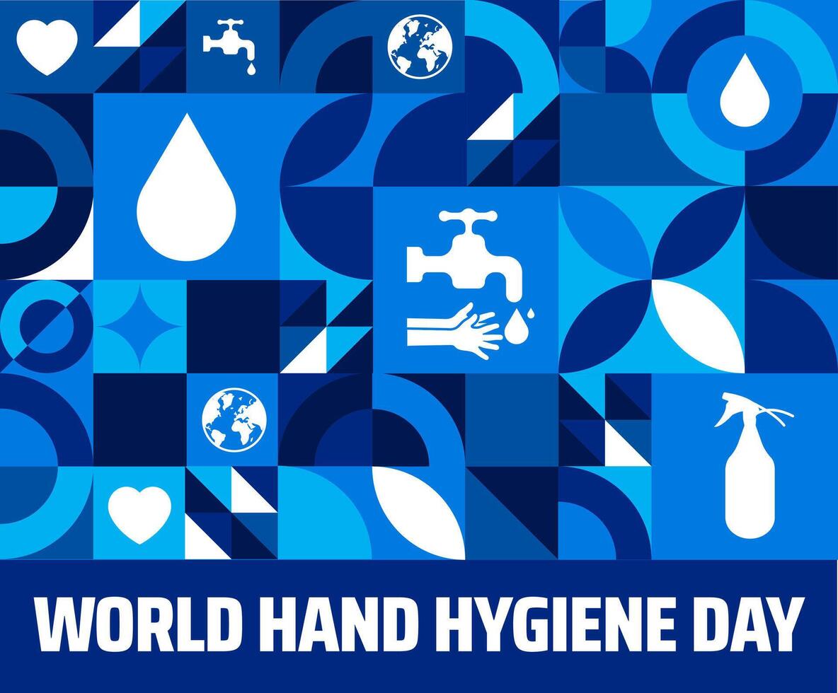 World Hand Hygiene Day Geometric shape pattern background banner or poster design template. observed every year in May. vector