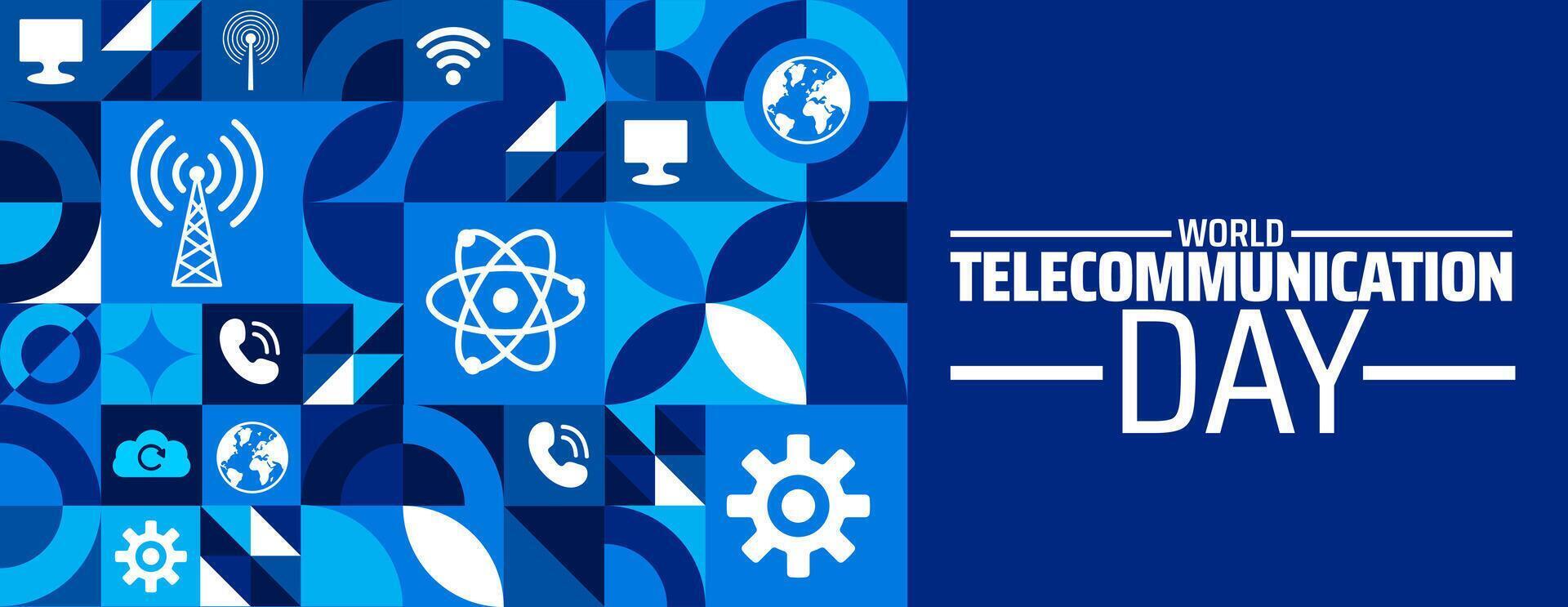 world telecommunication day Geometric shape pattern background banner or poster design template. observed every year in May. Holiday concept. Use to any Template, card, poster, placard, template. vector