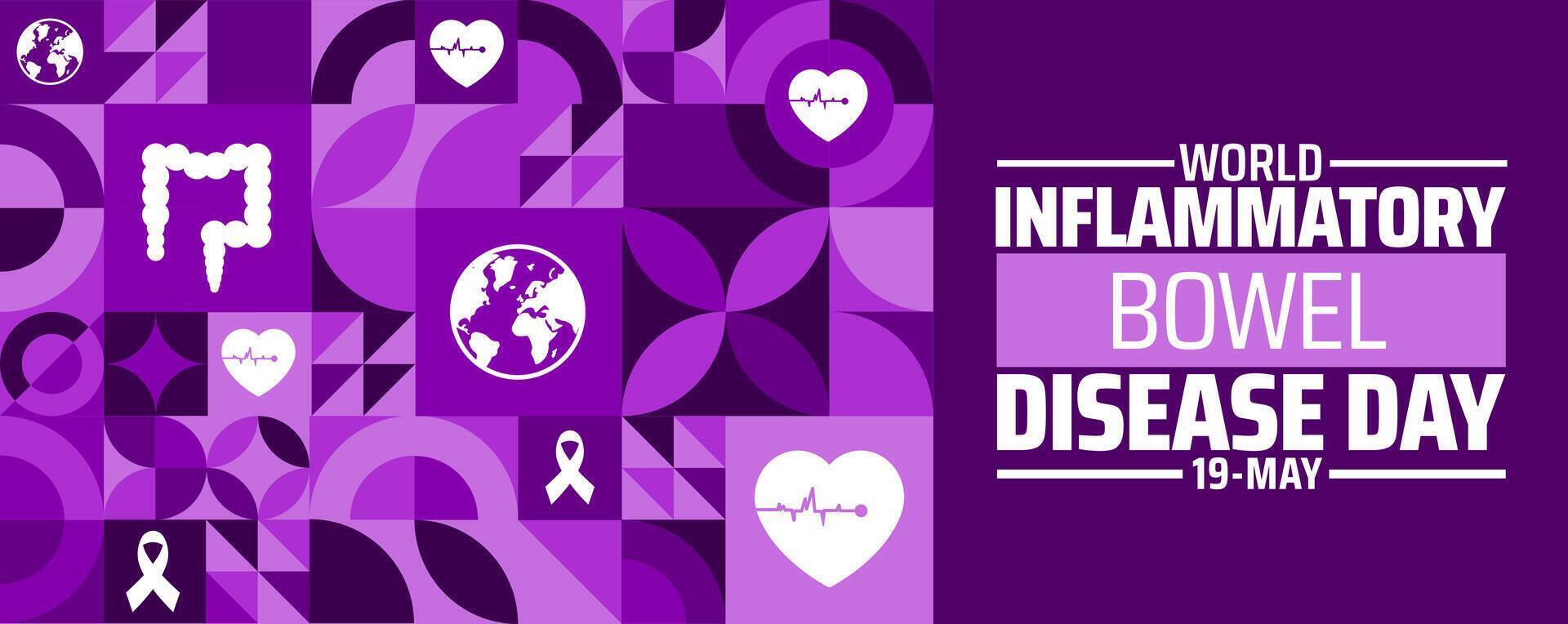 World IBD Day or World Inflammatory Bowel Disease Day Geometric shape pattern background banner or poster design template. observed every year in May. Holiday concept. Use to any Template vector