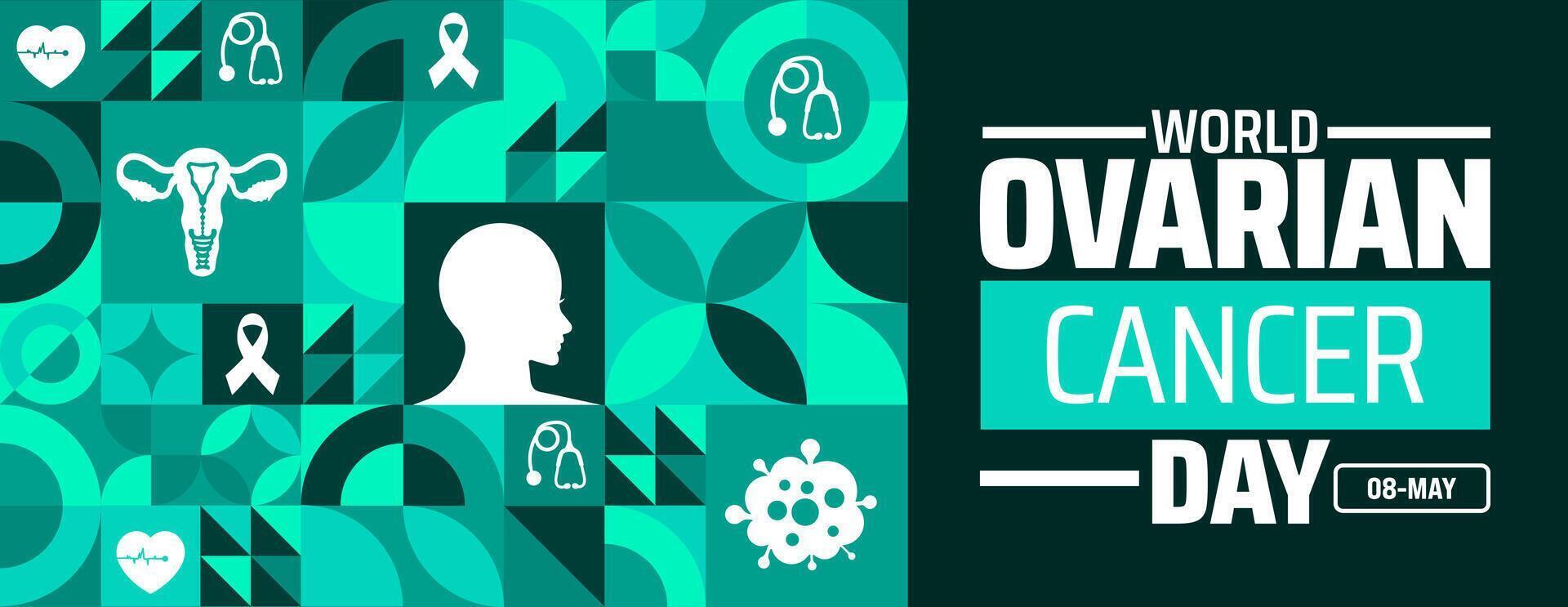 World Ovarian Cancer Day Geometric shape pattern background banner or poster design template. observed every year in May. vector