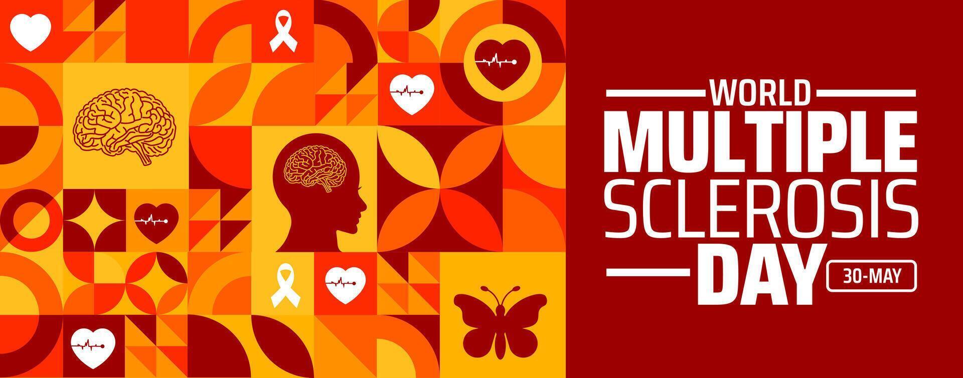 multiple sclerosis day Geometric shape pattern background banner or poster design template. observed every year in May. Holiday concept. Use to any Template, card, poster, placard, vector