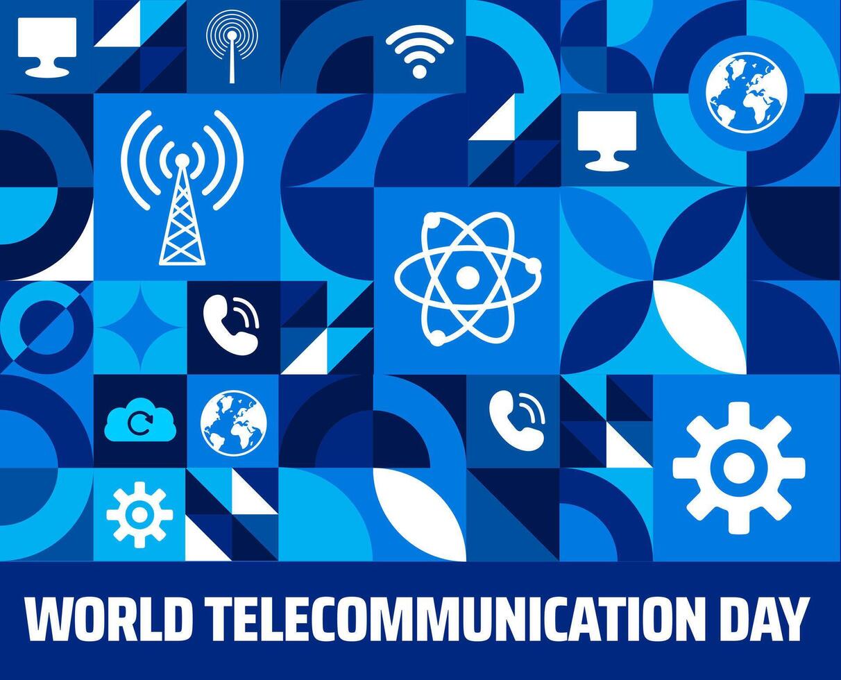 world telecommunication day Geometric shape pattern background banner or poster design template. observed every year in May. Holiday concept. Use to any Template, card, poster, placard vector