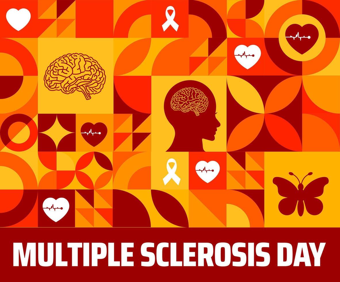 multiple sclerosis day Geometric shape pattern background banner or poster design template. observed every year in May. Holiday concept. Use to any Template, card, poster, placard, template. vector