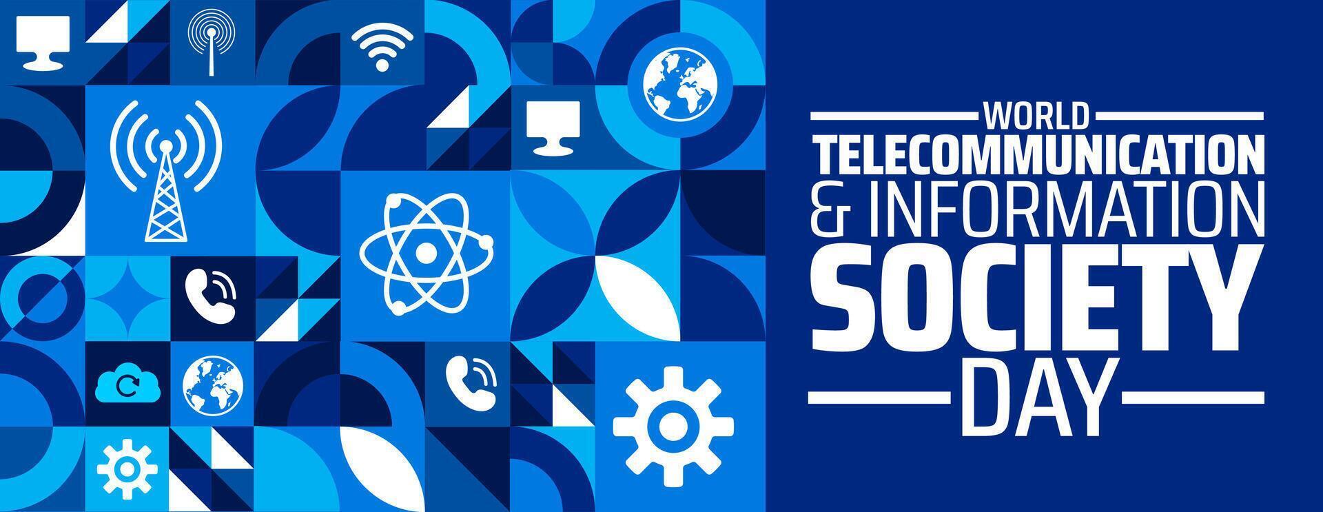 World Telecommunication and Information Society Day Geometric shape pattern background banner or poster design template vector