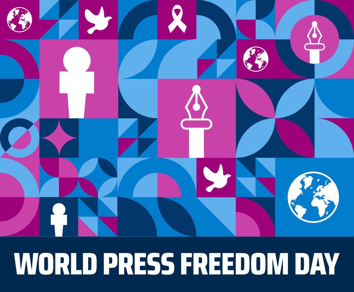 World Press Freedom Day Geometric shape pattern background banner or poster design template. observed every year in May. vector