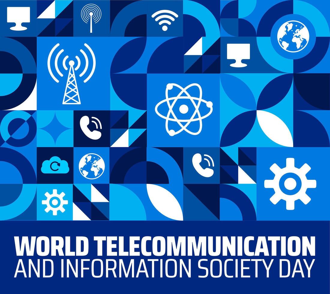 World Telecommunication and Information Society Day Geometric shape pattern background banner or poster design template. observed every year in May. Holiday concept. Use to any Template, card, poster vector