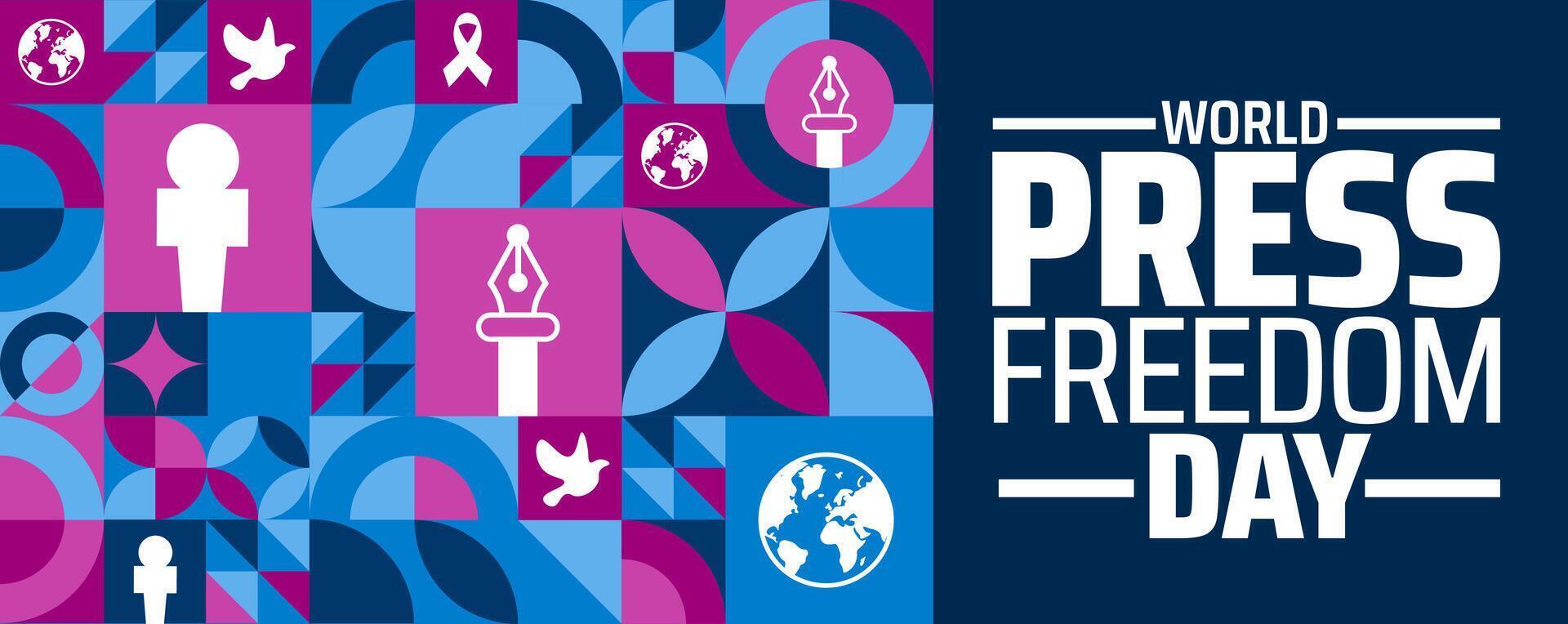 World Press Freedom Day Geometric shape pattern background banner or poster design template. observed every year in May. Holiday concept. Use to any Template, card, poster, placard, template. vector